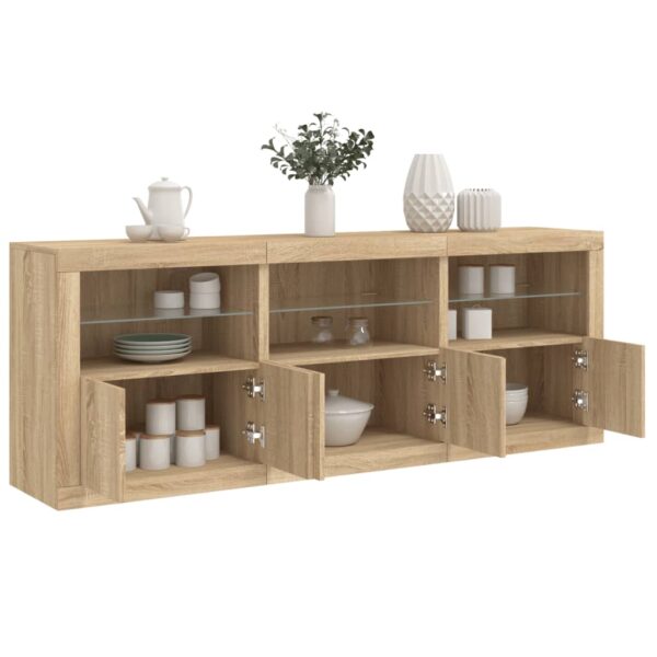 Provira Dressoir met LED-verlichting 181,5x37x67 cm sonoma eikenkleurig
