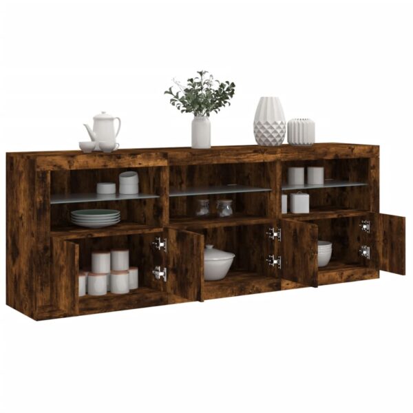 Provira Dressoir met LED-verlichting 181,5x37x67 cm gerookt eikenkleur