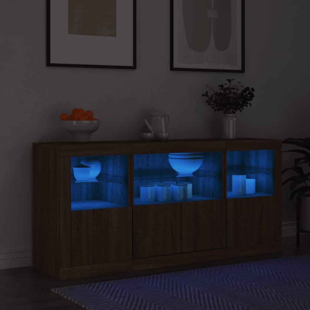 8721012260566_m_en_hd_1 Provira Dressoir met LED-verlichting 142,5x37x67 cm bruin eikenkleur - Image 1