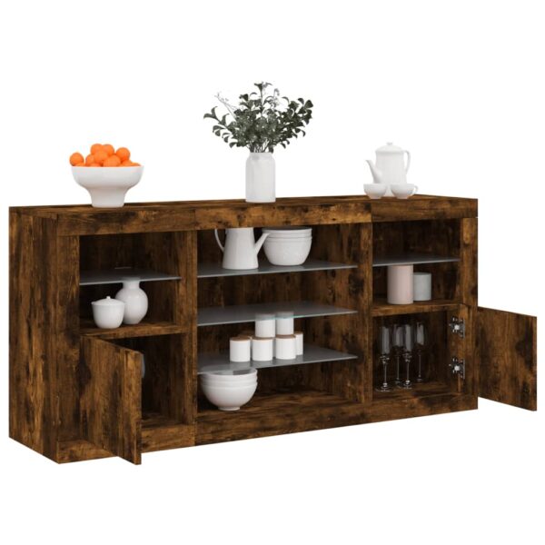 Provira Dressoir met LED-verlichting 142,5x37x67 cm gerookt eikenkleur