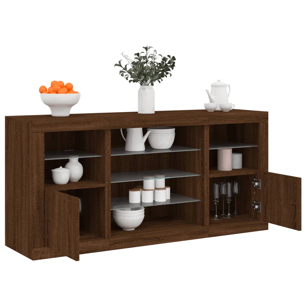 8721012260771_m_en_hd_1 Provira Dressoir met LED-verlichting 142,5x37x67 cm bruin eikenkleur - Image 1