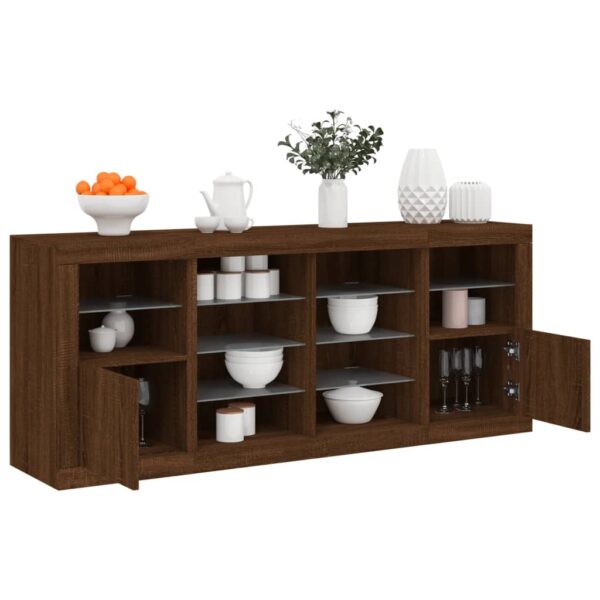 Provira Dressoir met LED-verlichting 163x37x67 cm bruin eikenkleur
