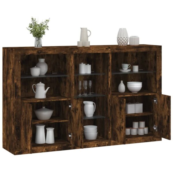 Provira Dressoir met LED-verlichting 162x37x100 cm gerookt eikenkleurig
