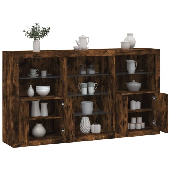 Provira Dressoir met LED-verlichting 181,5x37x100 cm gerookt eikenkleur