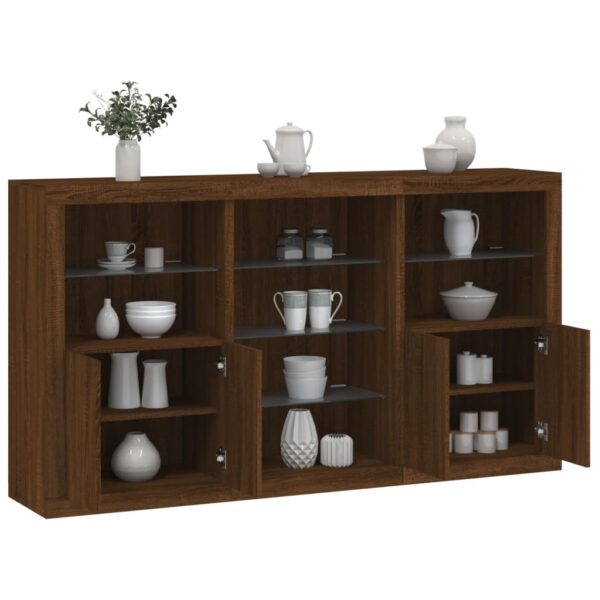 Provira Dressoir met LED-verlichting 181,5x37x100 cm bruin eikenkleur