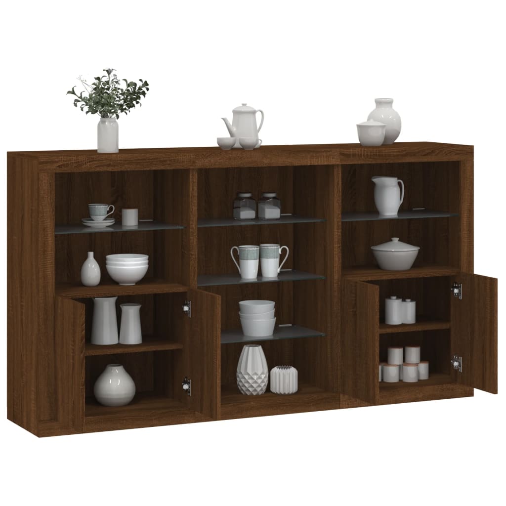 8721012261686_m_en_hd_1 Provira Dressoir met LED-verlichting 181,5x37x100 cm bruin eikenkleur - Image 1