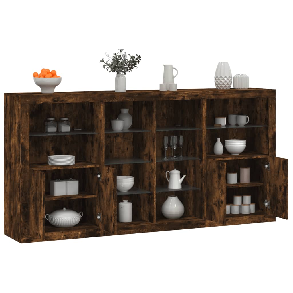 8721012261730_m_en_hd_1 Provira Dressoir met LED-verlichting 202x37x100 cm gerookt eikenkleurig - Image 1
