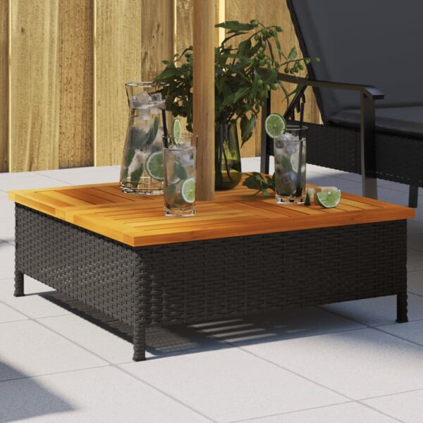 Provira Parasolvoetbedekking 70x70x25 cm poly rattan acaciahout zwart