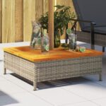 Provira Parasolvoetbedekking 70x70x25 cm poly rattan acaciahout grijs
