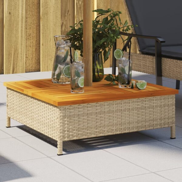 Provira Parasolvoetbedekking 70x70x25 cm poly rattan acaciahout beige