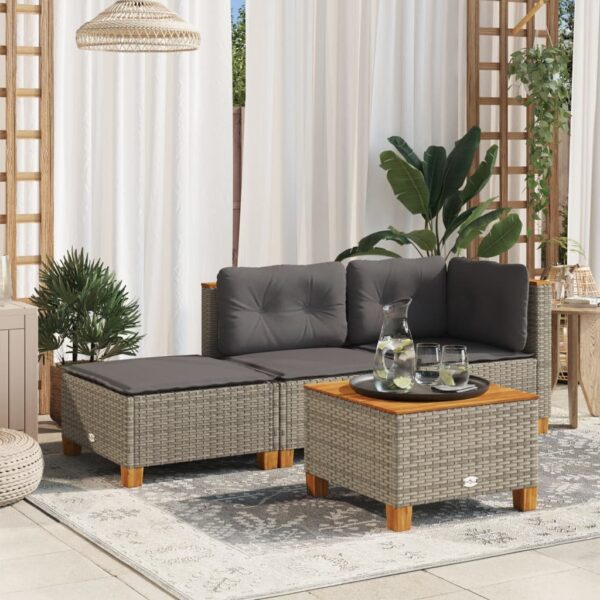 Provira Tuinkruk met kussen 63,5x56x32 cm poly rattan grijs
