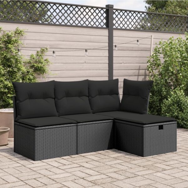 Provira Tuinkruk met kussen 55x55x37 cm poly rattan zwart
