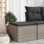 Provira Tuinkruk met kussen 55x55x37 cm poly rattan grijs