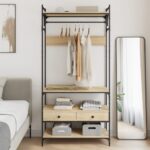 Provira Kledingkast met lades 89x39x184,5 cm bewerkt hout sonoma eiken