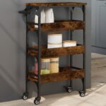 Provira Keukentrolley 53x20x76 cm bewerkt hout gerookt eikenkleurig