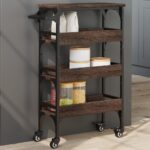 Provira Keukentrolley 53x20x76 cm bewerkt hout bruin eikenkleurig