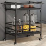 Provira Keukentrolley 82x40x78,5 cm bewerkt hout zwart