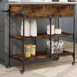 Provira Keukentrolley 105x42x95 cm bewerkt hout gerookt eikenkleurig