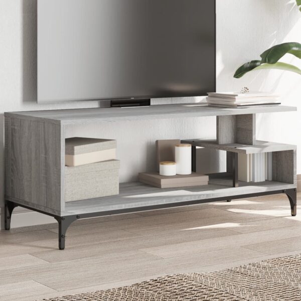 Provira Tv-meubel 102x40x41 cm hout en gepoedercoat staal grijs sonoma