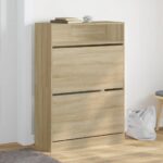 Provira Schoenenkast met 2 klaplades 80x34x116 cm sonoma eikenkleurig