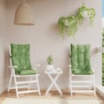Provira Stoelkussens 2 st hoge rug bladpatroon oxford stof