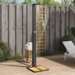 Provira Buitendouche 50x55x224 cm poly rattan en acaciahout zwart
