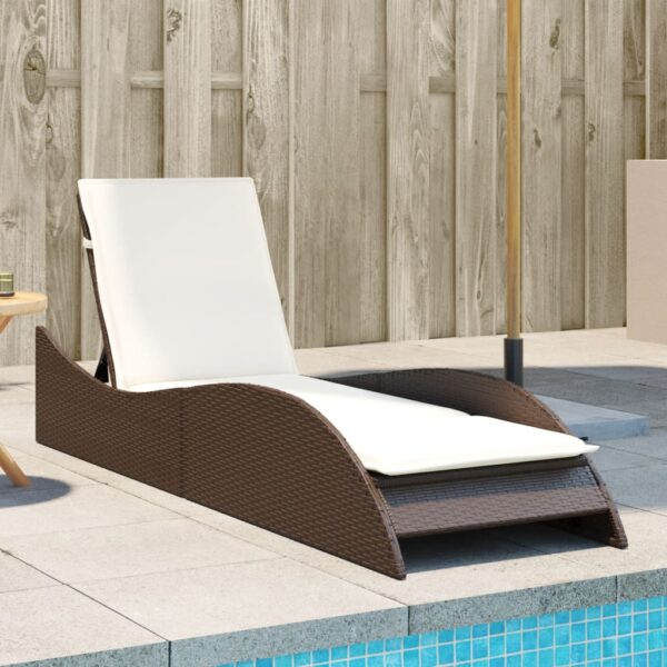 Provira Ligbed met kussen 60x205x73 cm poly rattan bruin