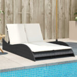 Provira Ligbed met kussens 114x205x73 cm poly rattan zwart