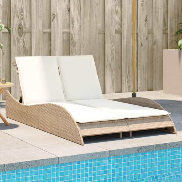 Provira Ligbed met kussens 114x205x73 cm poly rattan beige