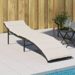 Provira Ligbed met kussen 55x199x50 cm poly rattan zwart