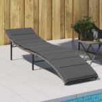 Provira Ligbed met kussen 55x199x50 cm poly rattan grijs