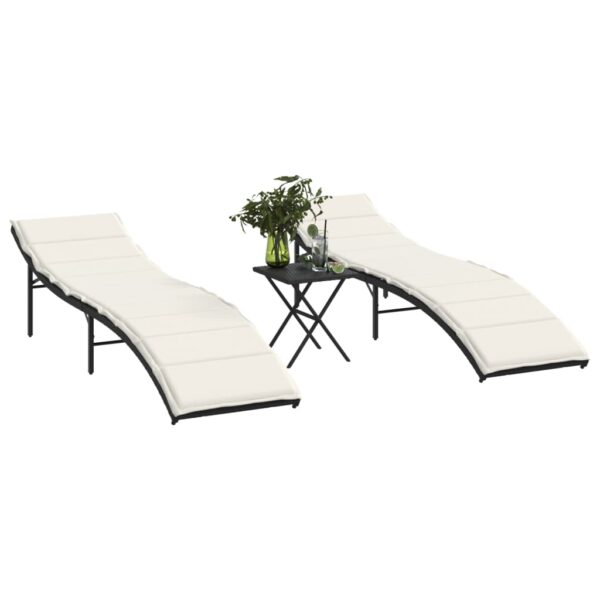 Provira Ligbedden 2 st met tafel poly rattan zwart