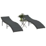 Provira Ligbedden 2 st met tafel poly rattan grijs