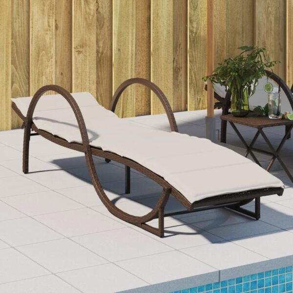 Provira Ligbed met kussen 60x199x42 cm poly rattan bruin