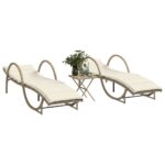 Provira Ligstoelen 2 st met tafel poly rattan beige