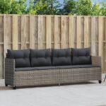 Provira Ligbed met kussen poly rattan grijs