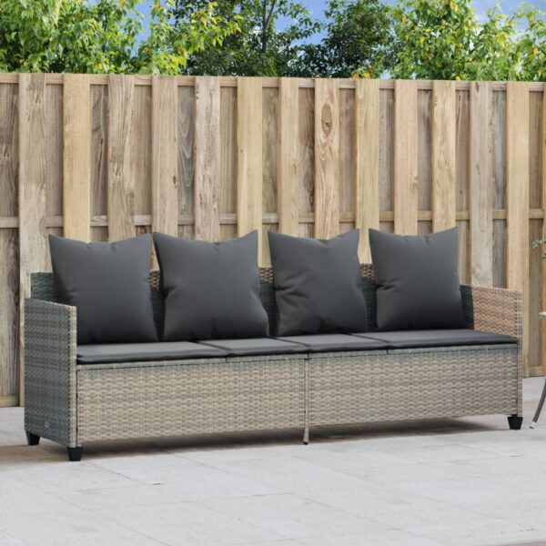 Provira Ligbed met kussen poly rattan lichtgrijs