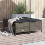 Provira Tuinkrukken met kussens 4 st poly rattan grijs