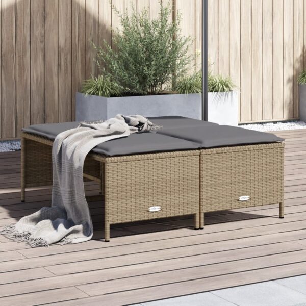 Provira Tuinkrukken met kussens 4 st poly rattan beige