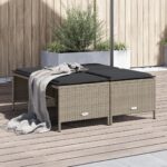 Provira Tuinkrukken met kussens 4 st poly rattan lichtgrijs