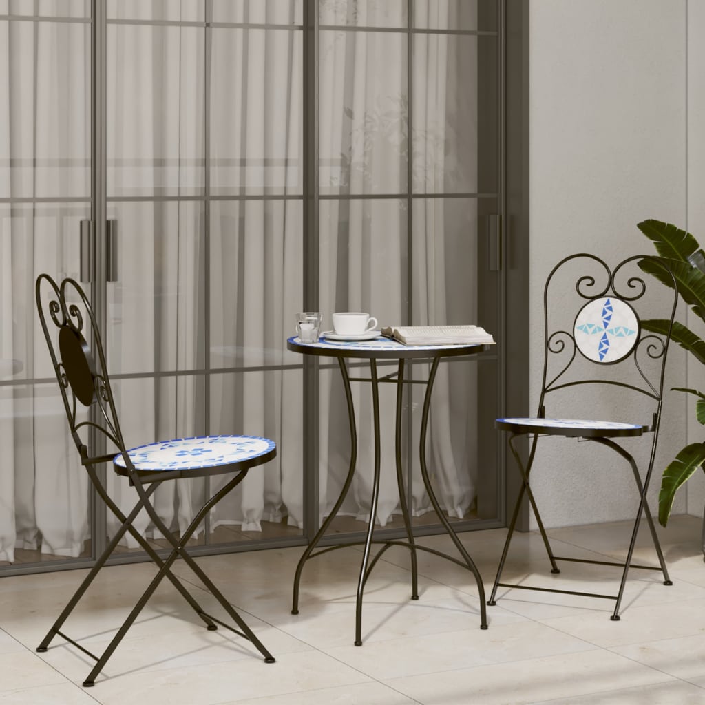 8721012454552_m_en_hd_1 Provira Bistroset mozaïek ijzer en keramiek blauw en wit - Image 1