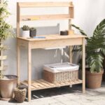 Provira Oppottafel met spoelbak 147,5x44x139,5 cm massief vurenhout