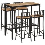 Provira 5-delige Barset massief ruw mangohout en metaal