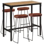 Provira 5-delige Barset massief ruw mangohout en metaal