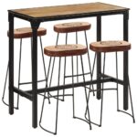 Provira 5-delige Barset massief ruw mangohout en metaal