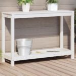 Provira Oppottafel met schap 108x35x75 cm massief grenenhout wit