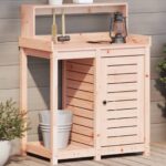 Provira Oppottafel met schappen 82,5x50x109,5 cm massief douglashout
