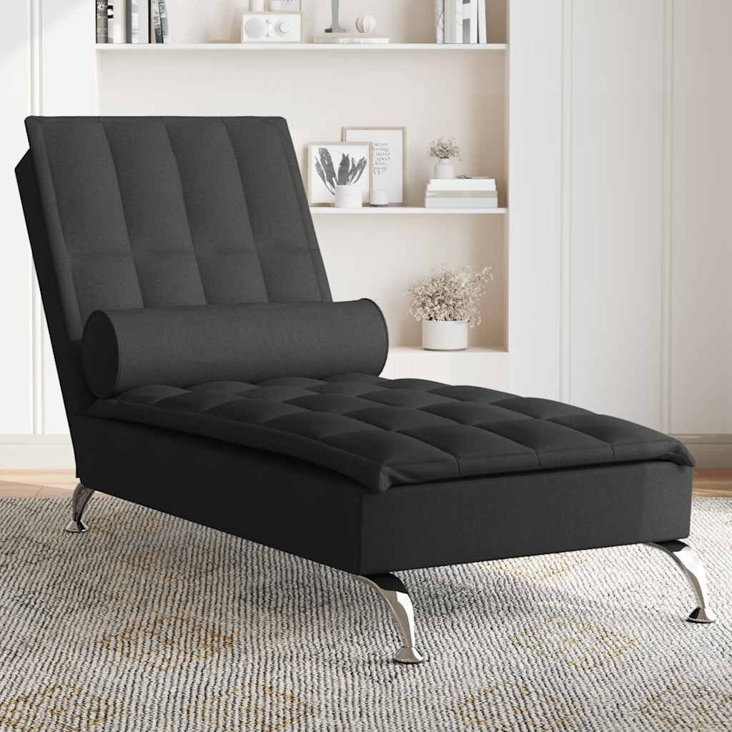 8721012458123_m_en_hd_1 Provira Massage chaise longue met bolster stof zwart - Image 1