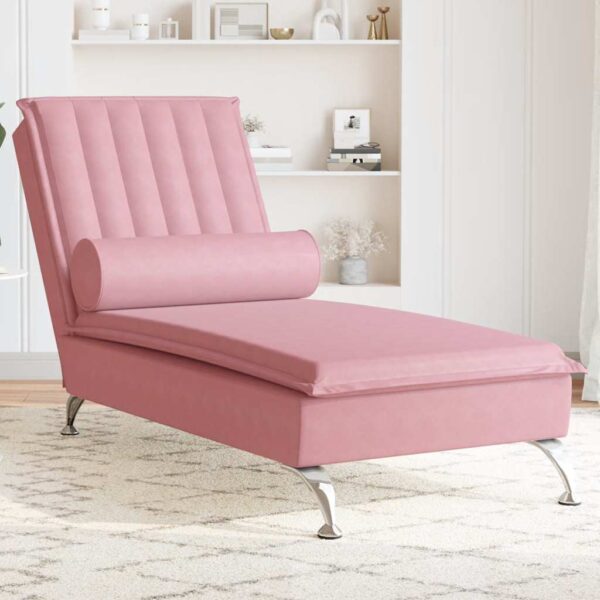 Provira Massage chaise longue met bolster fluweel roze