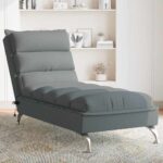 Provira Massage chaise longue met kussens stof donkergrijs